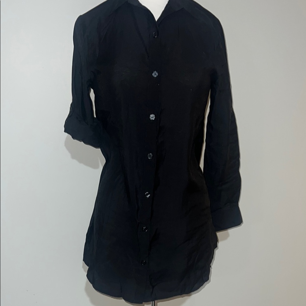 Black Button-Up Swim Cover-Up